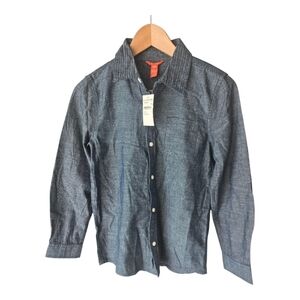 Joe Fresh Denim Shirt Boys Sz XL Blue Button Up Long Sleeve Collared New